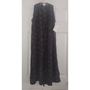 Lularoe Joy Duster size XS Black with Mauve Floral Pattern Side Slits New W/ Tag